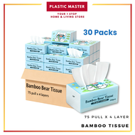 JOYSAVES Bamboo Facial Tissue Bamboo Bear Tissue 75 Pull 4 Ply 118MMx175MM