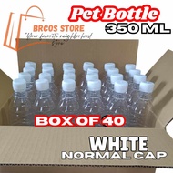 BRCOS 40 PCS (350 mL) Empty Clear Transparent Plastic Pet Bottles W/ Yellow Normal Cap Perfect for D