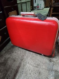 台南二手家具 復古燈飾古董老皮箱 ,手提行李箱 古董硬殼紅色旅行箱懷舊商品