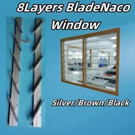 Tingkap Nako Blade Naco Window 1 Pair/2pcs 8 Single / Double Louvres Frames /Nako Tingkap Louvre Win