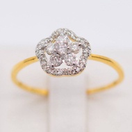 Happy Jewelry แหวนเพชรของแท้ แหวนดอกไม้ แหวนดอกพิกุล ทองแท้ 9k 37.5% ME616