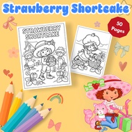 Set of 50/25 sheets of coloring pages, coloring pages for children of Strawberry Shortcake on A4, A5