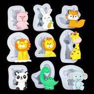 9pcs Of Creative Silicone Molds For Pandas, Lions, Elephants, Foxes And Rabbits, DIY Animal-Themed G
