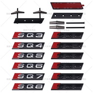 3D Stereo Honeycomb SQ Logo Badge No Need Disassembly Front Grille Sticker Fit Audi SQ3 SQ4 SQ5 SQ6 