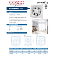 COSGO WALL TYPE EXHAUST FAN / VENTILATION FAN ( 8" inc / 10" inc / 12"INC ) WHITE