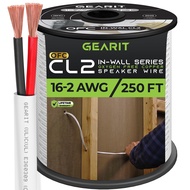 GearIT 16/2 Speaker Wire (250 Feet) 16AWG Gauge - in Wall Audio Speaker Wire Cable / CL2 Rated / 2 C