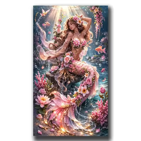 Pink Mermaid Princess Diamond Painting New Full Round DIY Diamond Mosaic Embroidery New cartoon Home