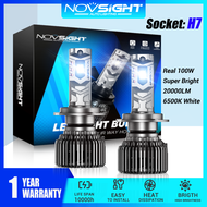 2 Bóng Novsight N75 Đèn LED Ô Tô H7 Bộ Bóng Đèn Pha LED Cao/Chùm Thấp Đèn Sương Mù 100W 20000LM 6500