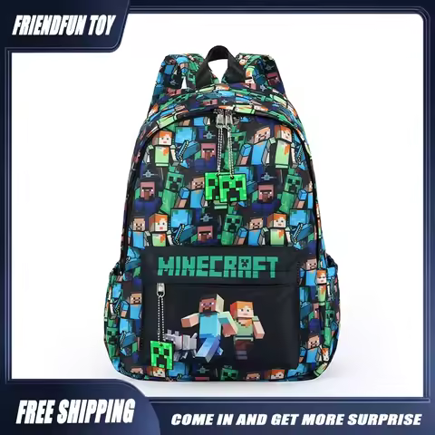 Minecraft Backpack Graffiti Print Lightweight School Backpack Casual Daily Travel Bag For Male Young