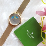 Kate Spade Gramercy Sun / Moon Phase Three-Hand Quartz Watch in Gold Mesh Stainless Steel Bracelet -
