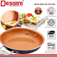 DESSINI ITALY Zero Fat 28CM Frying Pan Die Cast Aluminium Induction Non Stick Copper Pot Bowl Pan Co