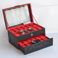 Watch Box contains 24 Black Red | Watch Case | Watch Box