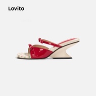 Lovito Elegant Ditsy Floral French Elegance Flowers Bow Tie Commute Low Heels Heel for Women LFA7901