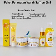 Paket Cream Saffron Siang & Malam + Kelly Lemon Soap 15gr + Toner Extra Lemon + Serum Saffron 10ml O