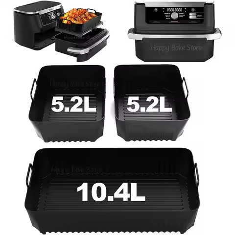 5.2L/10.4L Reusable Silicone Air Fryer Liners, Non-Stick Food-Grade Oven Baking Basket, For AF500UK,