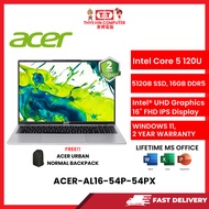 ACER-AL16-54P-54PX-SVR-INTELCORE5-120U,16GBR5,512GBSSD,INTELUHD,16"IPS,W1164,2YRS,H&S