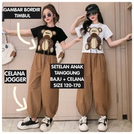 (IVY-JKT) Bs- 492 CHILDREN'S BEAR embossed JOGGER SET SIZE 120-170