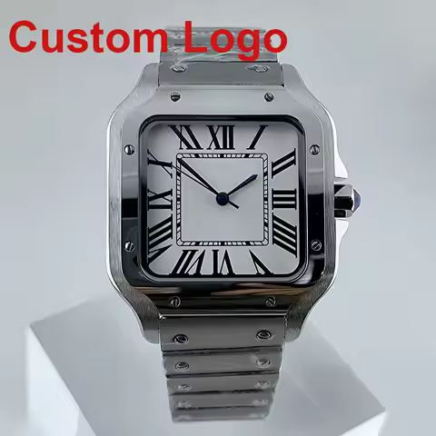 N H35 Watchal Square Dial Roma Dial Watch Case Folding Buckle Square Case fit N H35 /36 movement Wat