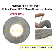 [3M 9448AB] Black Double Sided Adhesive Tape Sticky for Mobile Phone LCD - 2mm, 50meters