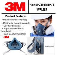 [READY STOCK] Original 3M 7502 7in1 Reusable Half Facepiece Silicone Respirator Mask Medium Size