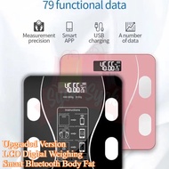 SyokSyok Bluetooth Smart Body Fat Scale Digital Weight Scale BMI Analyzer USB Rechargeable Bathroom 
