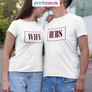 PRINTCIOUS Hubs Wife Couple T-shirt For Men & Women | Graphic Tees/Couple Clothes/Viral Couple Shirt