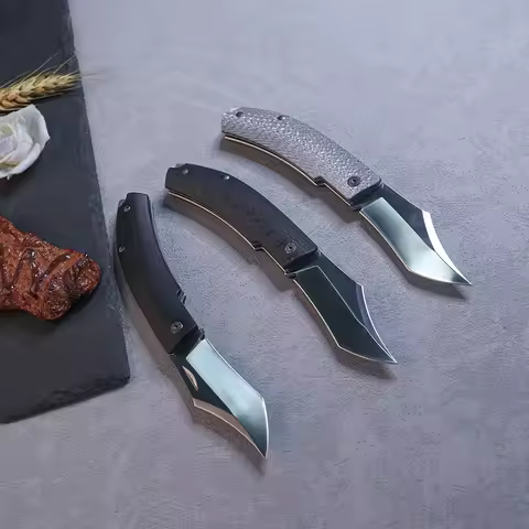 PSRK Folding Knives Carbon Fiber / G10 Handle 14C28N / SKD11 Pocket Outdoor Tactical Survival Knife 