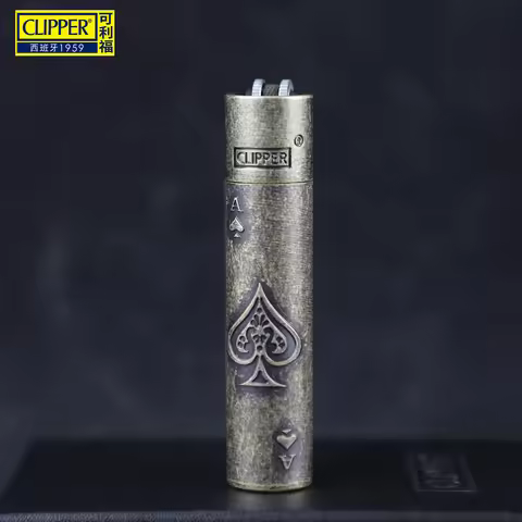 ‌CLIPPER Ace of Spades Metal Lighter Refillable & Windproof - Vintage Design, Pocket-Size for Campin