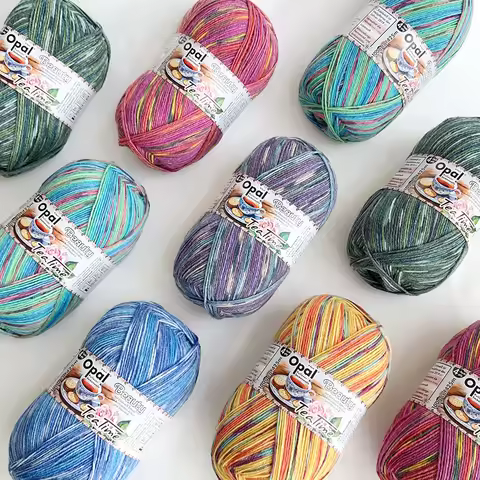 100g Opal Beauty Tea Time 4ply Sock Yarn, 75% Wool 25% Polyamide Space Dyed Colourful Yarn for Knitt