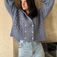 麻花針織外套 雙排釦針織外套 手工針織外套