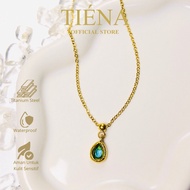 TIÉNA • Birthstone Necklace • 18K Gold Plated Titanium Premium Anti-Rust Vintage Style Jewelry Draws