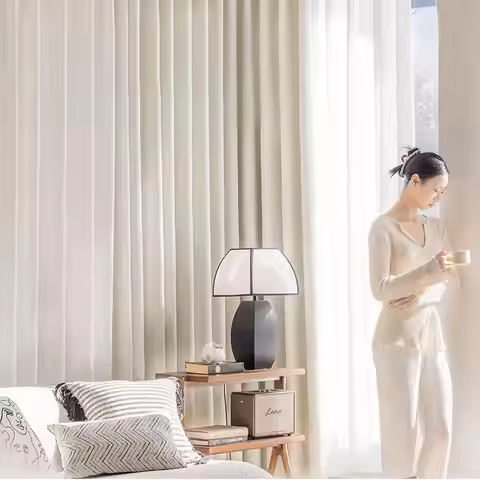 French Cream Blackout Curtains Cheese Cashmere Chenille Bedroom Living Room New Popular Customized D