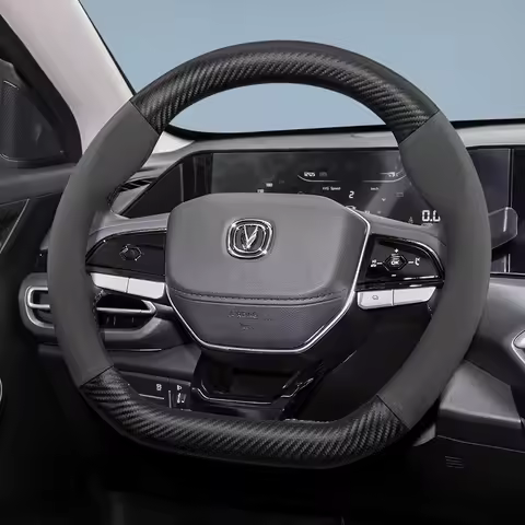 Suitable for Changan Suede Matte Carbon Fiber Texture Steering Wheel Cover Suitable for Cs35 Plus Al