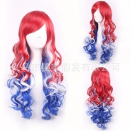 Anime cos Wig Red Gradient Long Curly Hair Mori Girl Wig-Xiao Xie's Grocery Store