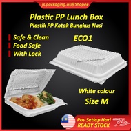 Plastik PP Bekas Kotak Bungkus Nasi Jenama ECO1 White Plastic PP Lunch Box Tapau Nasi