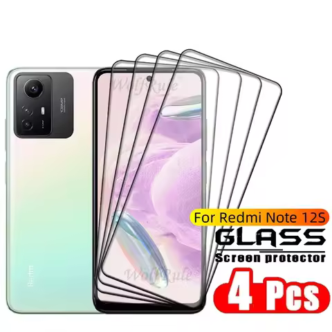 4PCS Full Cover Glass For Redmi Note 12S Glass Xiaomi Redmi Note 12S Tempered Glass HD 9H Full Scree