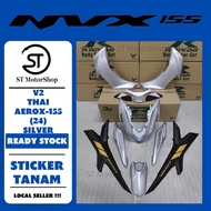 YAMAHA NV-X NVX V2 THAI AEROX-155 (24) SILVER COVER SET (STICKER TANAM) RAPIDO NEW ACCESSORY AKSESORI