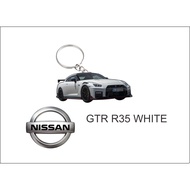 nissan gtr gt-r r25 white keychain 2d