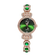 [520 Mother's Day Gift] Women's Watch Retro Peacock Green Women's Watch Gem Chain Quartz Watch