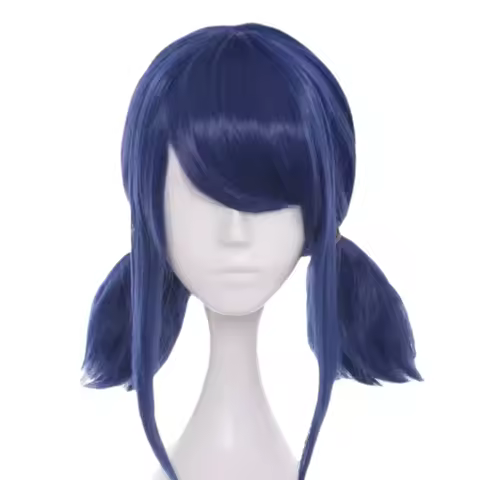 Blue Double Ponytails Straight Cosplay Wig Halloween Heat Resistant Synthetic Hair Ladybug