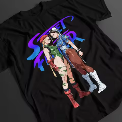 2026 Summer Men's Vintage Anime Classic Chun Li T-shirt Unisex Anime Manga Shirt Anime Lovers Shirt,