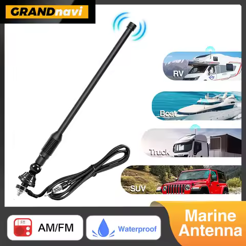 Universal Marine Radio Antenna AM/FM for Golf Cart ATV UTV RV Truck Excavator Tractor RVR Yacht Wate