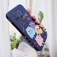 Jizetin เคสสำหรับ Realme 6 6 Pro Realme 7 8 7I 7 Pro 8 Proเคสโทรศัพท์ลายการ์ตูนมอนสเตอร์ครอบครัวด้านข้างเคสซิลิโคนลายขอบสี่เหลี่ยมเคสป้องกันกล้อง