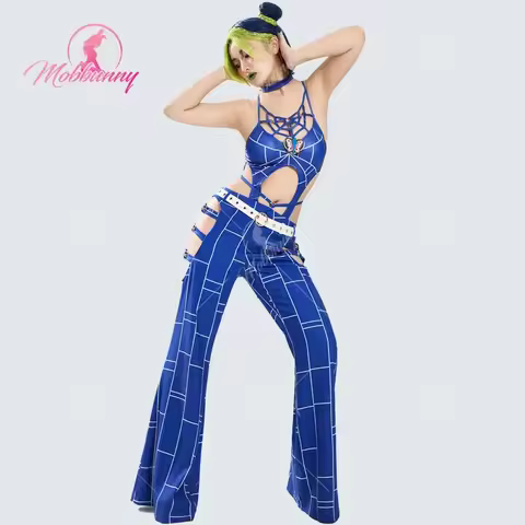 Jolyne Cosplay Costume Halloween Spider Web Lingerie Set Cutout Bodysuit and Long Pants with Belt 20
