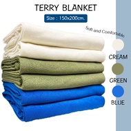 Terry Blanket 5 Ft. 150x200cm. Soft Fabric Warm Cover Comfortable To Touch Minimalist Style.