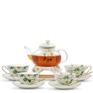 Bombax Ceiba Silk-Cotton Floral Teapot Cup and Saucer Tea Set