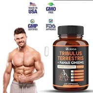 100% Natural Organic Products.120 Capsule.Tribulus Terrestris+Ginseng Supplement.Contains,Ashwagandha,Maca,Saw Palmetto