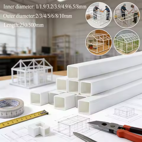 5/10Pcs Easy Cut White ABS Square Tube , Hollow Plastic Bar for DIY Craft & Model Building Supplies 