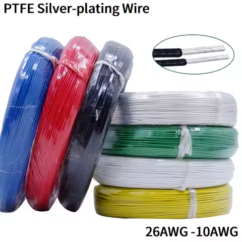 5M/10M PTFE Silver Plated Wire 10AWG - 26AWG High Purity OFC Electronic HiFi Audio Speaker Headphone