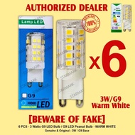 G9 Led Bulb Bulbs 3W 3 Watts WARM WHITE High Quality G9 Led Peanut Bulb Pin Light - Set of 6 Pcs